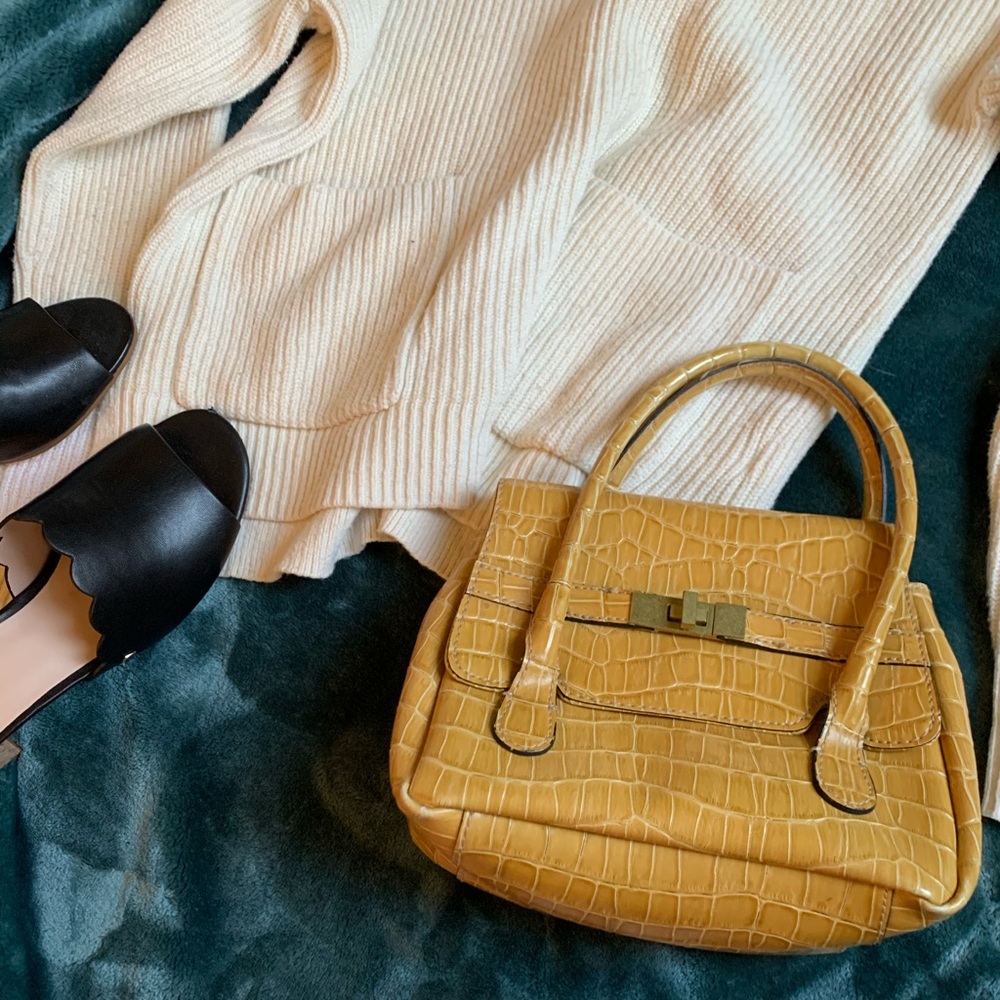 👜Yellow alligator skin Mini Purse